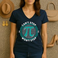 3.14 Pi Day Can't Stop Pi Won't Stop Women's V-Neck T-Shirt