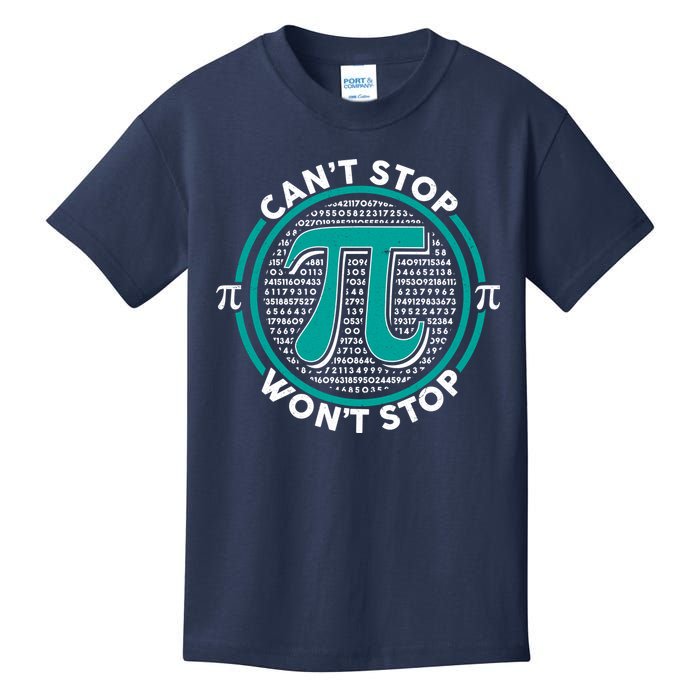 3.14 Pi Day Can't Stop Pi Won't Stop Kids T-Shirt