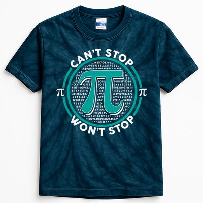 3.14 Pi Day Can't Stop Pi Won't Stop Kids Tie-Dye T-Shirt