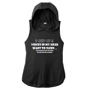 3 Out Of 4 Voices In My Head Funny Penguins  Ladies PosiCharge Tri-Blend Wicking Draft Hoodie Tank