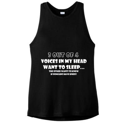 3 Out Of 4 Voices In My Head Funny Penguins  Ladies PosiCharge Tri-Blend Wicking Tank