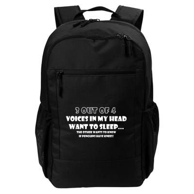 3 Out Of 4 Voices In My Head Funny Penguins  Daily Commute Backpack