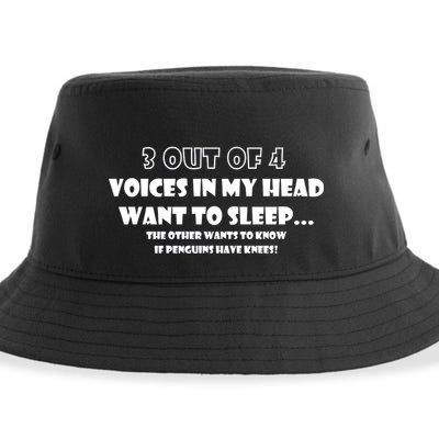 3 Out Of 4 Voices In My Head Funny Penguins  Sustainable Bucket Hat