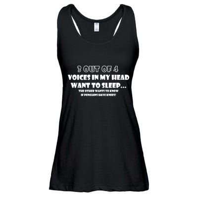 3 Out Of 4 Voices In My Head Funny Penguins  Ladies Essential Flowy Tank
