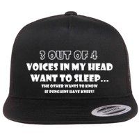 3 Out Of 4 Voices In My Head Funny Penguins  Flatbill Hat