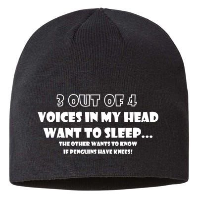 3 Out Of 4 Voices In My Head Funny Penguins  Sustainable Beanie