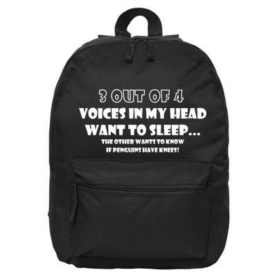 3 Out Of 4 Voices In My Head Funny Penguins  16 in Basic Backpack