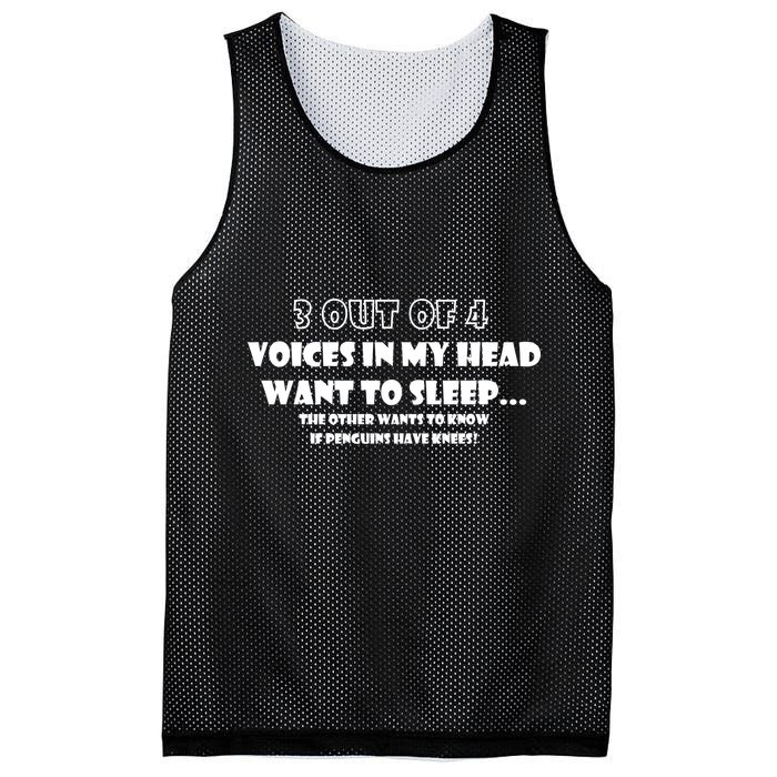 3 Out Of 4 Voices In My Head Funny Penguins  Mesh Reversible Basketball Jersey Tank