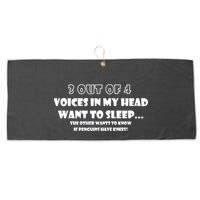 3 Out Of 4 Voices In My Head Funny Penguins  Large Microfiber Waffle Golf Towel