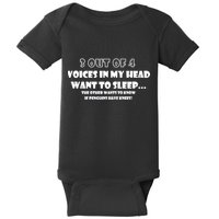 3 Out Of 4 Voices In My Head Funny Penguins  Baby Bodysuit