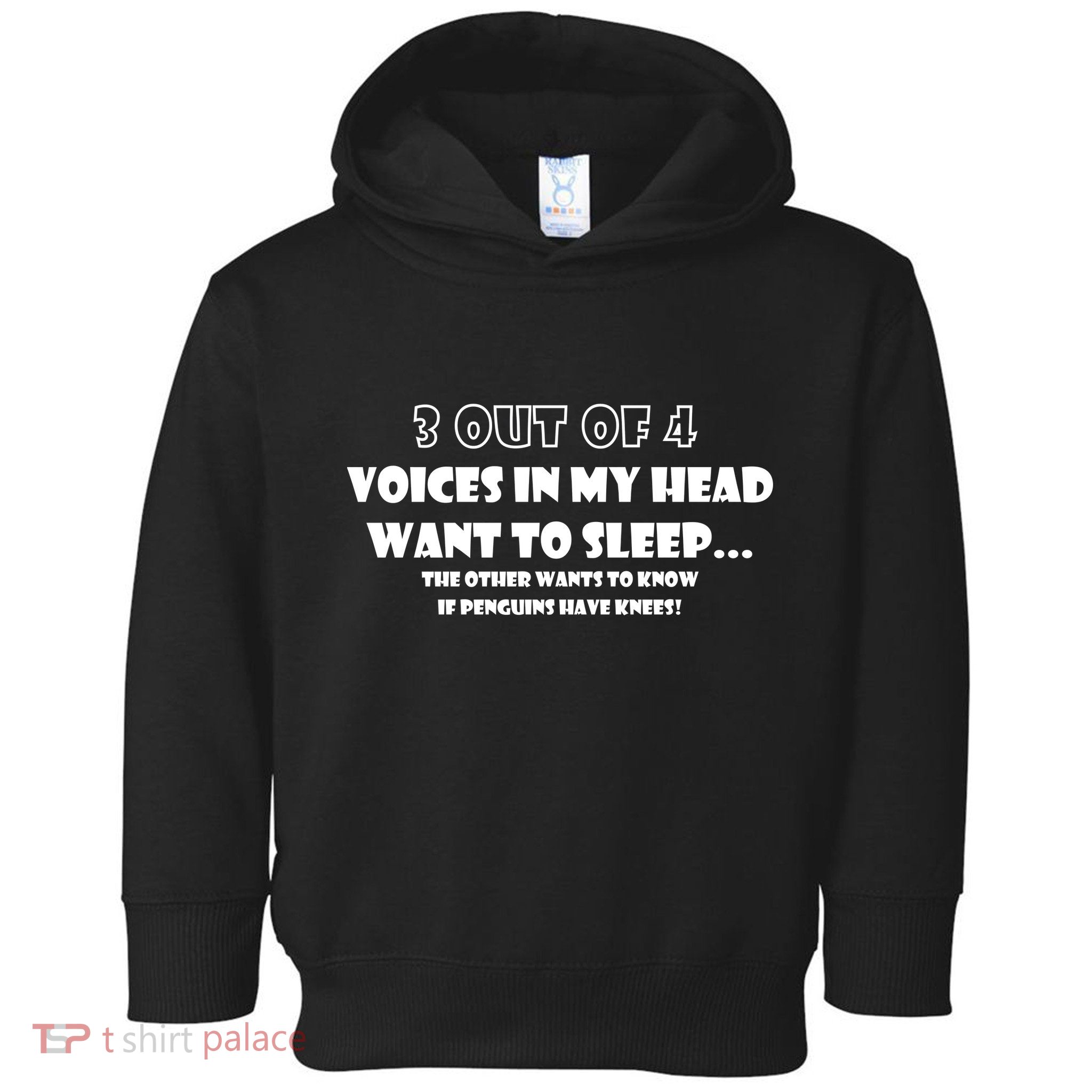 3 Out Of 4 Voices In My Head Funny Penguins  Toddler Hoodie