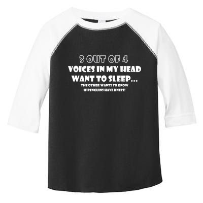 3 Out Of 4 Voices In My Head Funny Penguins  Toddler Fine Jersey T-Shirt
