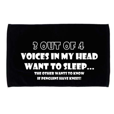 3 Out Of 4 Voices In My Head Funny Penguins  Microfiber Hand Towel