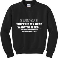 3 Out Of 4 Voices In My Head Funny Penguins  Kids Sweatshirt