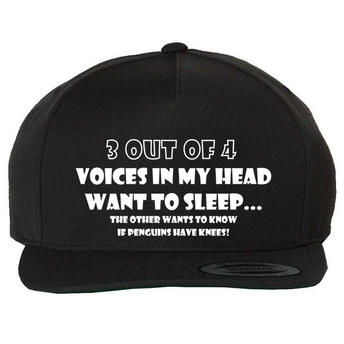 3 Out Of 4 Voices In My Head Funny Penguins  Wool Snapback Cap