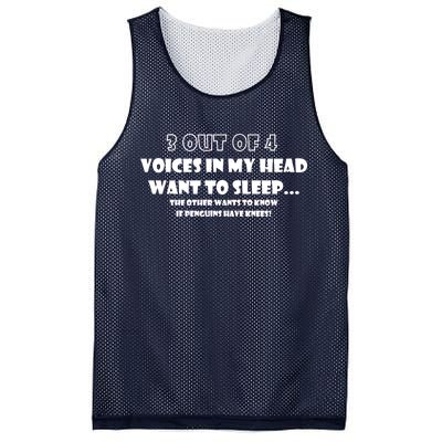 3 Out Of 4 Voices In My Head Funny Penguins  Mesh Reversible Basketball Jersey Tank