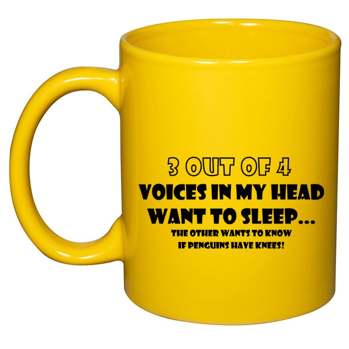 3 Out Of 4 Voices In My Head Funny Penguins  11oz C Handle Ceramic Mug
