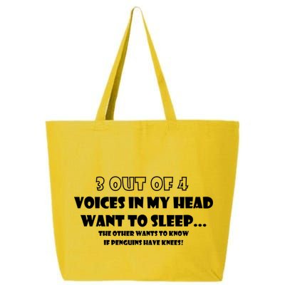 3 Out Of 4 Voices In My Head Funny Penguins  25L Jumbo Tote
