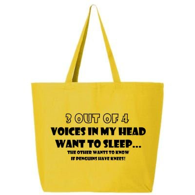 3 Out Of 4 Voices In My Head Funny Penguins  25L Jumbo Tote