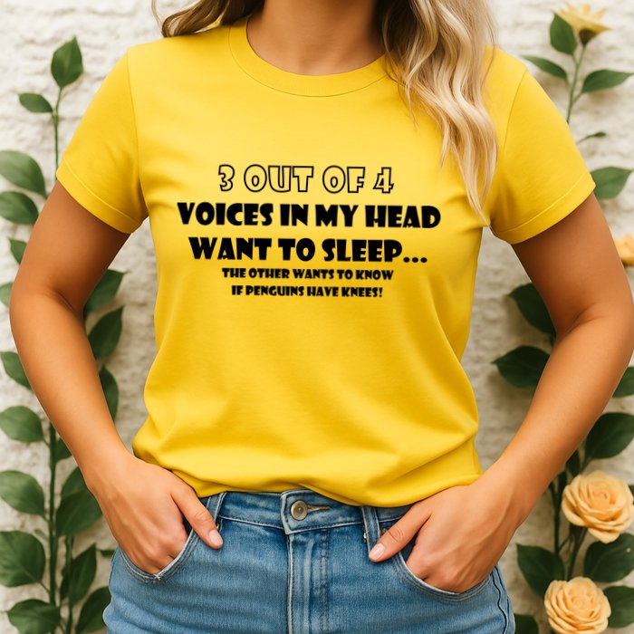 3 Out Of 4 Voices In My Head Funny Penguins  Womens T-Shirt