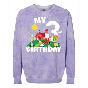 3 Year Old Farm My 3rd Birthday Colorblast Crewneck Sweatshirt