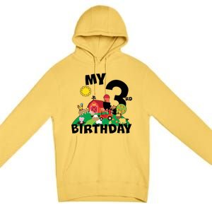 3 Year Old Farm My 3rd Birthday Premium Pullover Hoodie