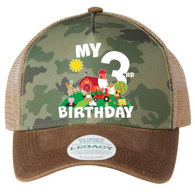 3 Year Old Farm My 3rd Birthday Legacy Tie Dye Trucker Hat