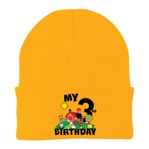 3 Year Old Farm My 3rd Birthday Knit Cap Winter Beanie