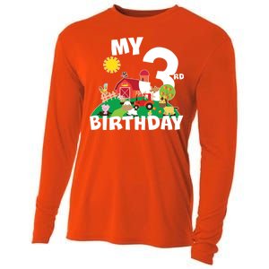 3 Year Old Farm My 3rd Birthday Cooling Performance Long Sleeve Crew