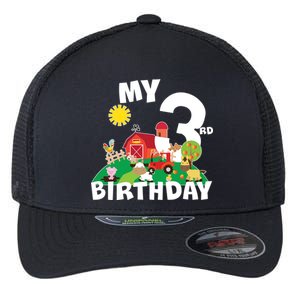 3 Year Old Farm My 3rd Birthday Flexfit Unipanel Trucker Cap