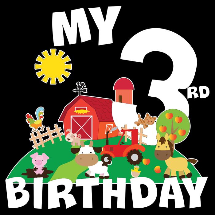 3 Year Old Farm My 3rd Birthday Youth Performance Sprint T-Shirt