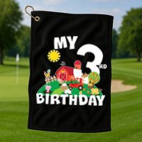 3 Year Old Farm My 3rd Birthday Golf Towel