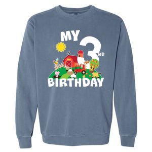 3 Year Old Farm My 3rd Birthday Garment-Dyed Sweatshirt