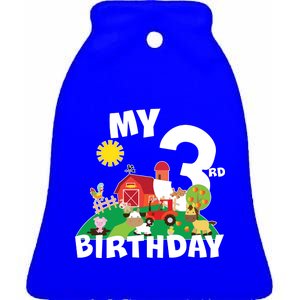 3 Year Old Farm My 3rd Birthday Ceramic Bell Ornament