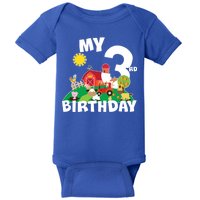 3 Year Old Farm My 3rd Birthday Baby Bodysuit