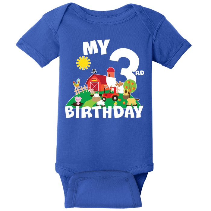 3 Year Old Farm My 3rd Birthday Baby Bodysuit