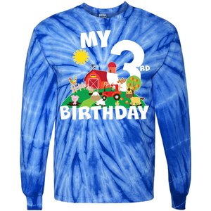 3 Year Old Farm My 3rd Birthday Tie-Dye Long Sleeve Shirt