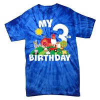 3 Year Old Farm My 3rd Birthday Tie-Dye T-Shirt