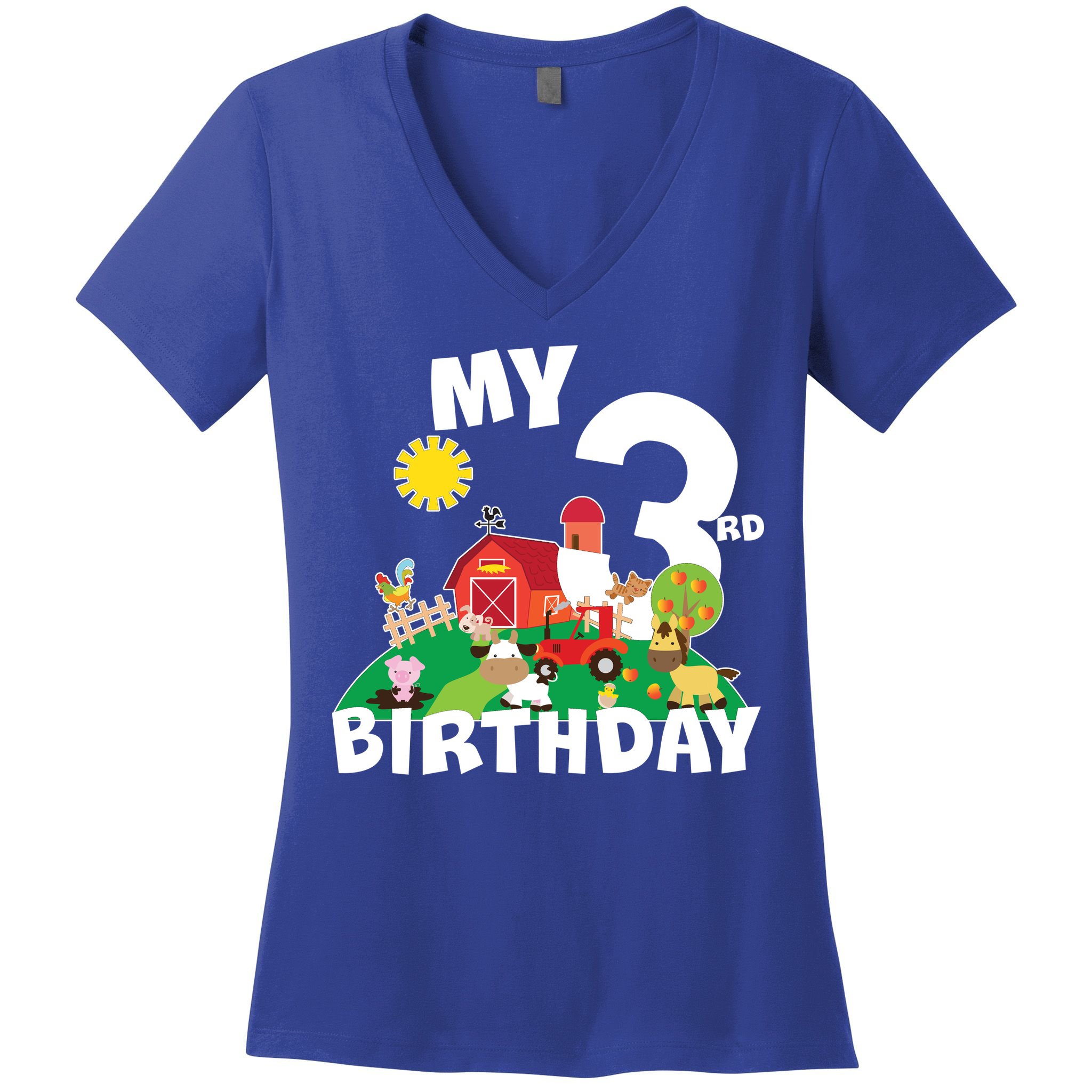 3 Year Old Farm My 3rd Birthday Women's V-Neck T-Shirt
