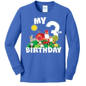 3 Year Old Farm My 3rd Birthday Kids Long Sleeve Shirt