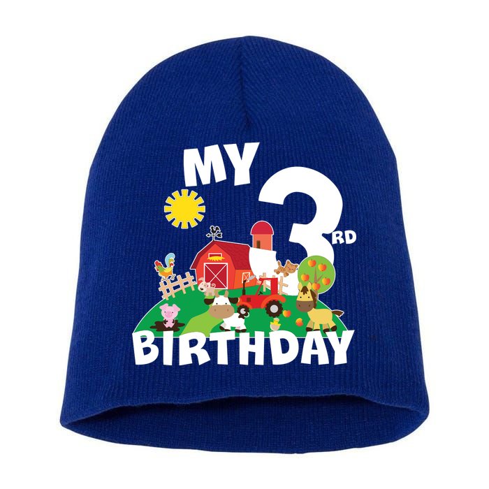 3 Year Old Farm My 3rd Birthday Short Acrylic Beanie