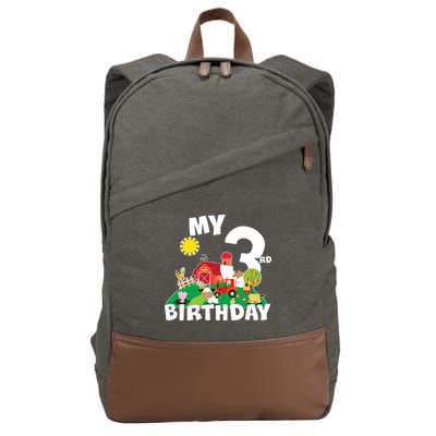 3 Year Old Farm My 3rd Birthday Cotton Canvas Backpack