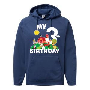 3 Year Old Farm My 3rd Birthday Performance Fleece Hoodie