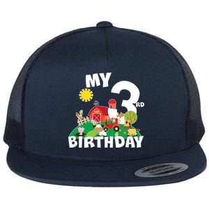 3 Year Old Farm My 3rd Birthday Flat Bill Trucker Hat