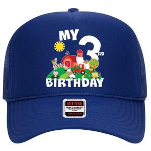 3 Year Old Farm My 3rd Birthday High Crown Mesh Back Trucker Hat