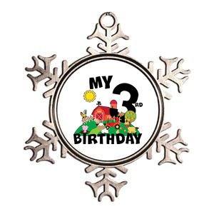 3 Year Old Farm My 3rd Birthday Metallic Star Ornament