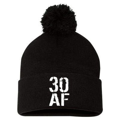 30 AF 30th Birthday Pom Pom 12in Knit Beanie