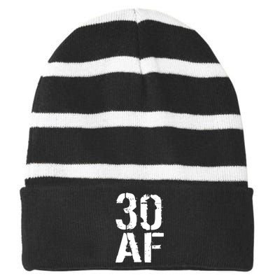 30 AF 30th Birthday Striped Beanie with Solid Band