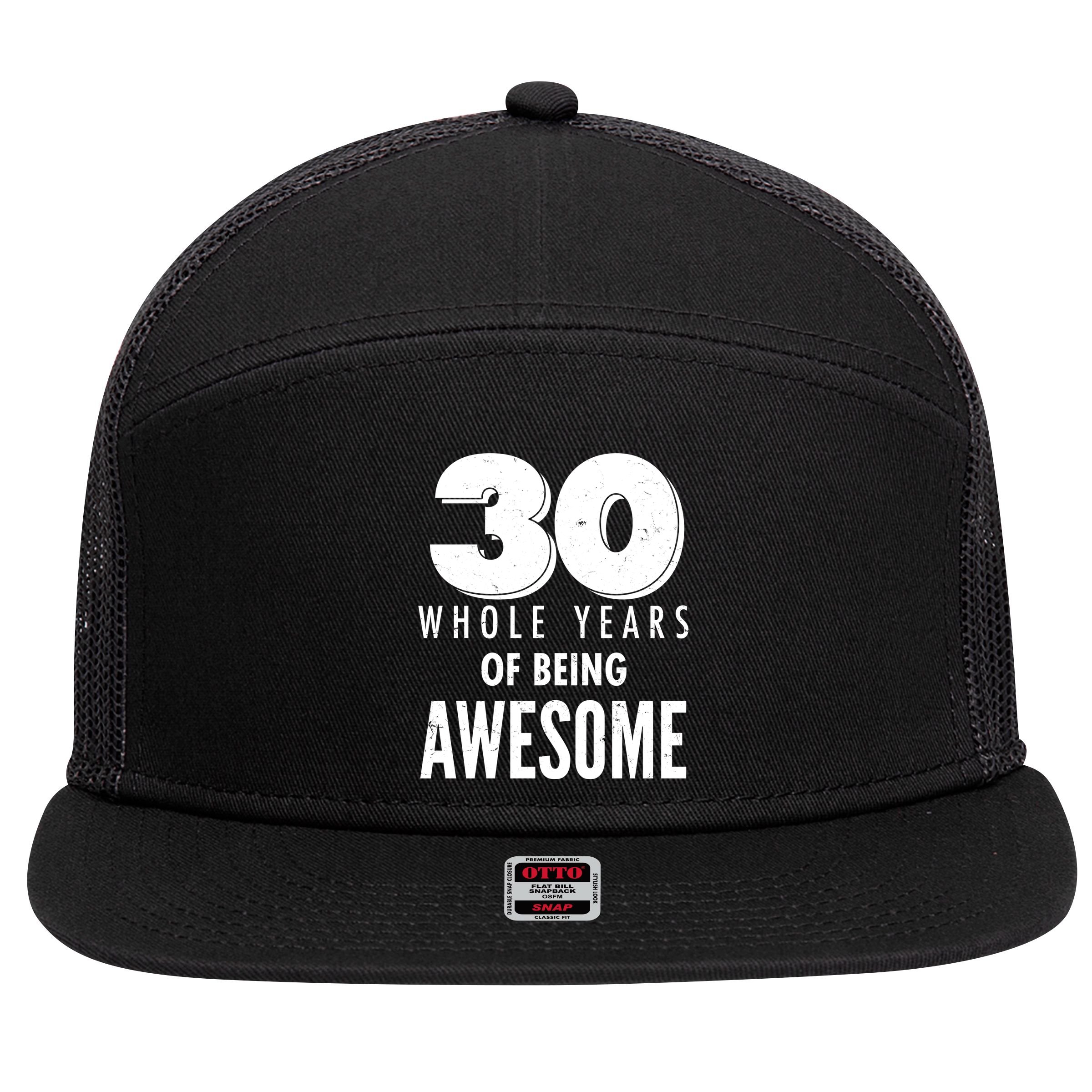 30 Whole Years Of Being Awesome Birthday 7 Panel Mesh Trucker Snapback Hat