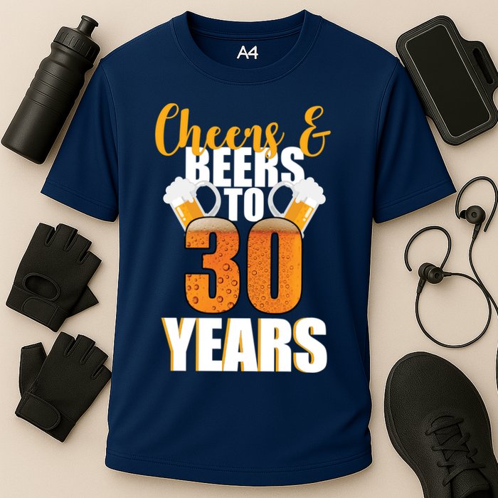 30th Birthday Cheers & Beers To 30 Years Cooling Performance Crew T-Shirt